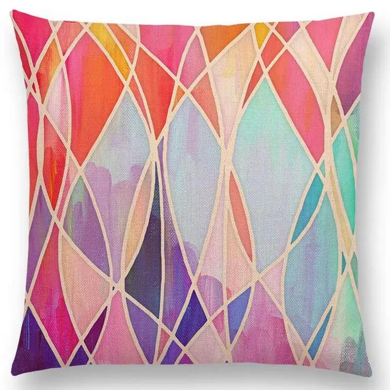 New Abstract Iridescent Stripes Bubbles Pastel Rainbow Geometric Painting Watercolor Sofa Throw Pillow Case Car Cushion Cover