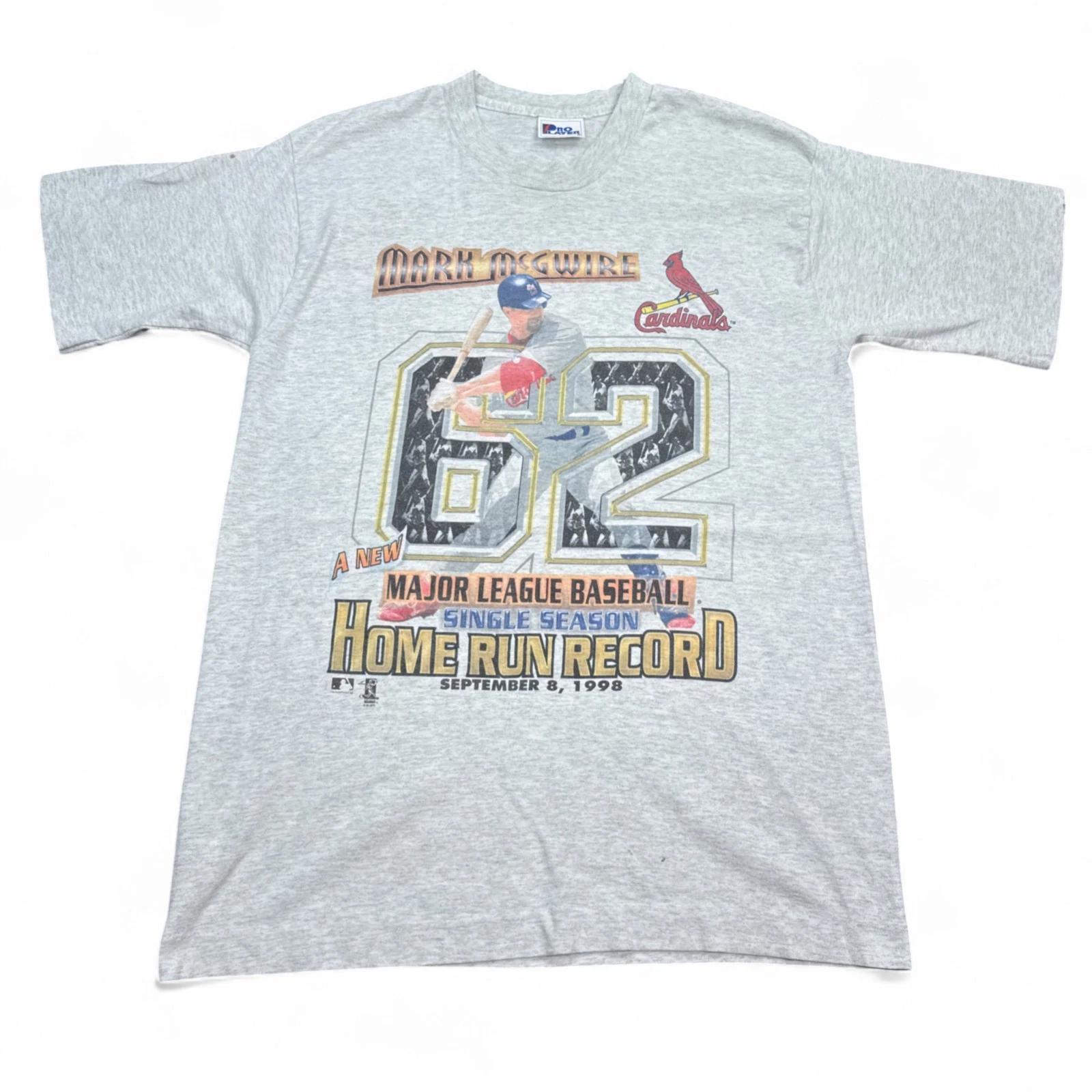 

Vintage 90s Mark McGwire Cardinals T Shirt Adult Size Large Gray MLB Home Run XL