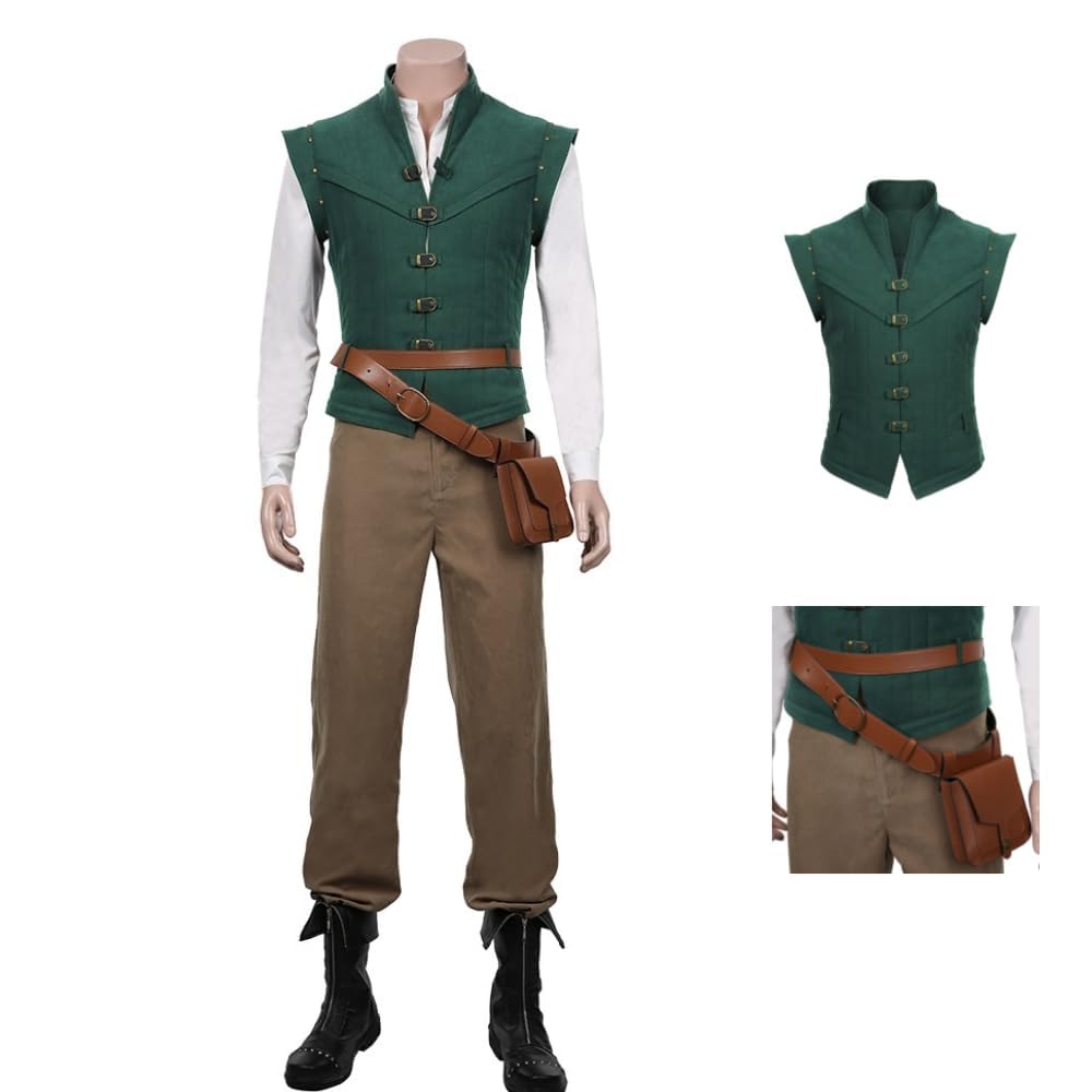 [mrcos] Flynn Rider Cosplay Costume for Men, Casual Wear, Halloween, Adult Costume, Events, Christmas, Amusement Parks (Small)