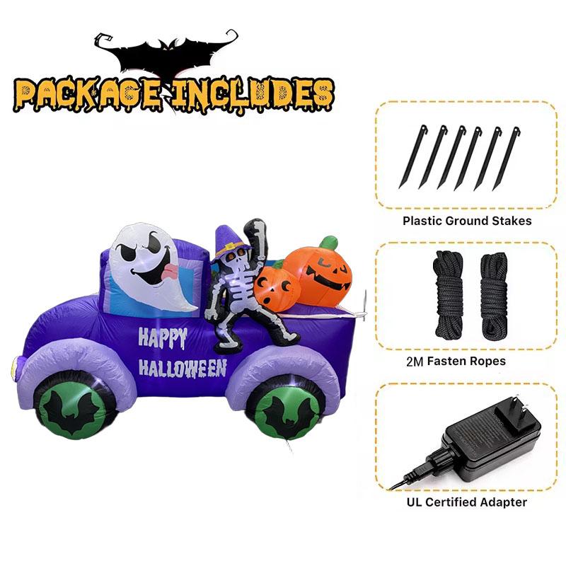 8FT Halloween Inflatable toys Outdoor Decorations Ghost Driving Truck Car Skeleton Pumpkin Built-in LEDs for Day of the Dead