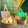 INS Wooden LED Light Base Multicolor LED Light Art Display Base DIY Rechargeable Lamp Holder  Bars