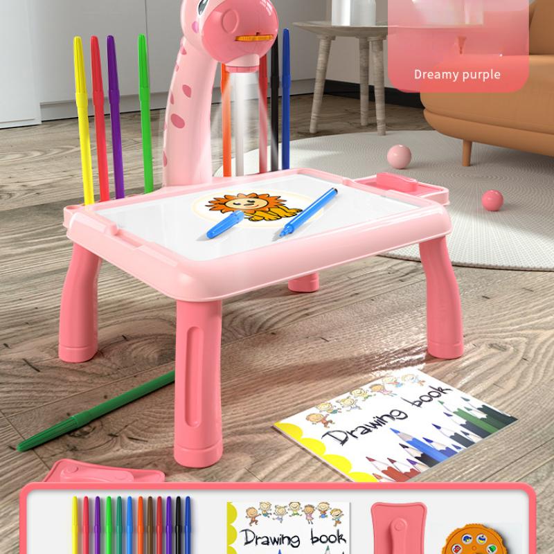 Fawn Projection Drawing Board Children's Learning Drawing Table Graffiti Writing Drawing Board Educational Early Education Toy Projector Table