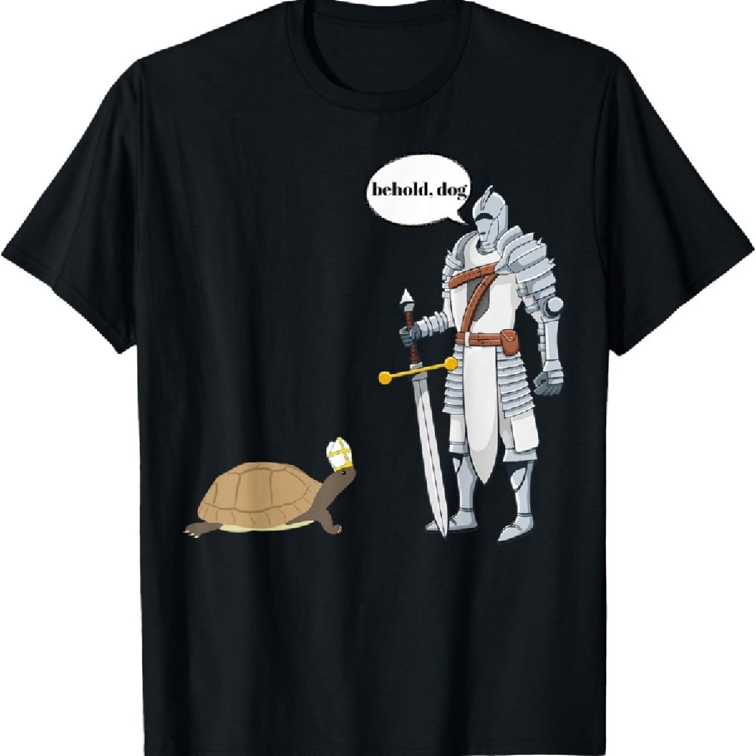 

Behold Dog Funny Turtle Wearing A Priest Hat Hilarious Gamer T-Shirt S