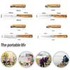 SENBON 440A Steel Folding Outdoor Camping Olive Wood Camping BBQ Set Knife, Portable, Knife, Knife, Handle, Travel, Petit, 4-Piece