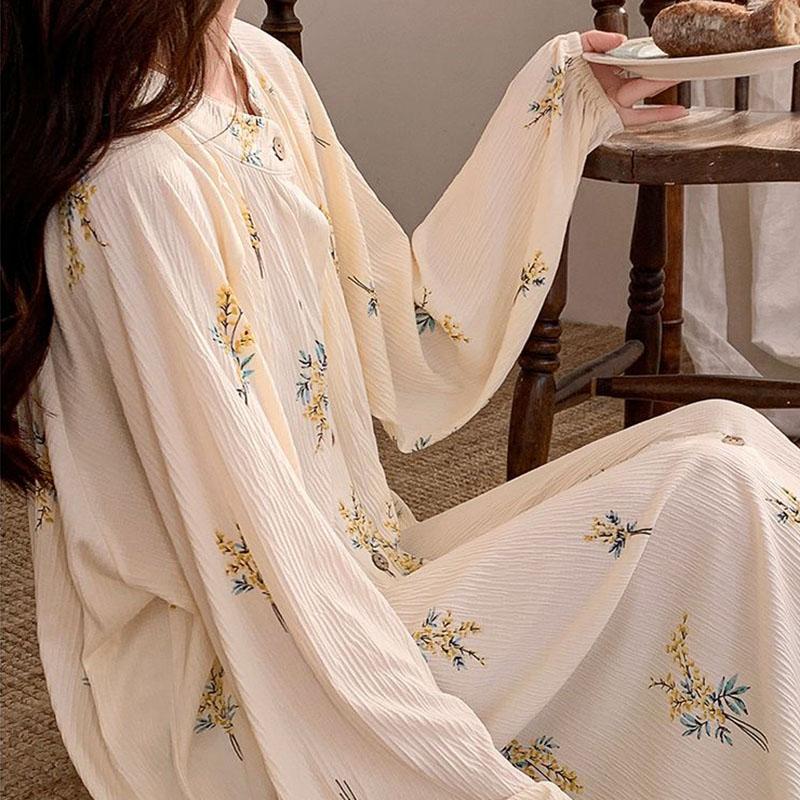 Skirt Cotton Woman Plus Size Spring Summer Long Sleeve Loose Nightgown Casual Comfortable Long Skirt Dresses