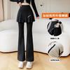 Women's High Waist Fake Two Piece Flared Yoga Pants With Side Pockets High Elastic Slim Fit Plus Size Casual Workout Shark Pants