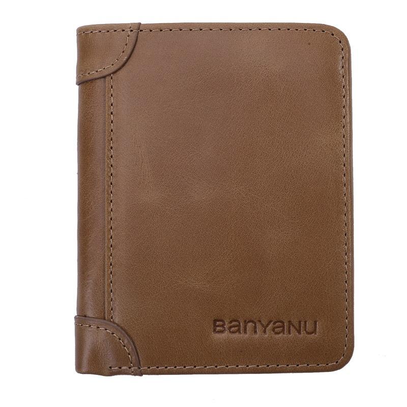 Vintage Head Layer Leather Tri-Fold Section Anti-Theft Brush Ultra-Thin Head Layer Cowhide Short Leather Wallet