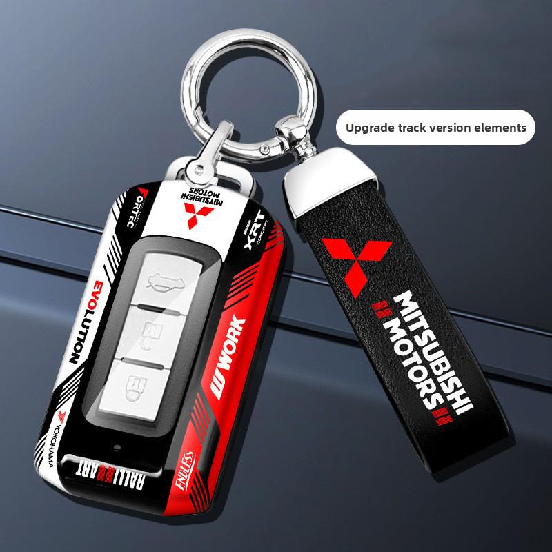 Car ABS Racing Style Key Shell Key Bag Cover Key Rings For Mitsubishi Outlander Eclipse Pajero Lancer EVO Delica Mirage RALLIART