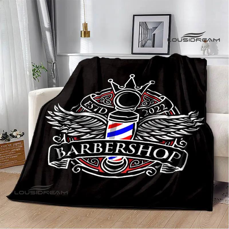 Barbershop retro print blanket children's warm flange blanket home travel blanket bed linings Picnic blanket birthday gift
