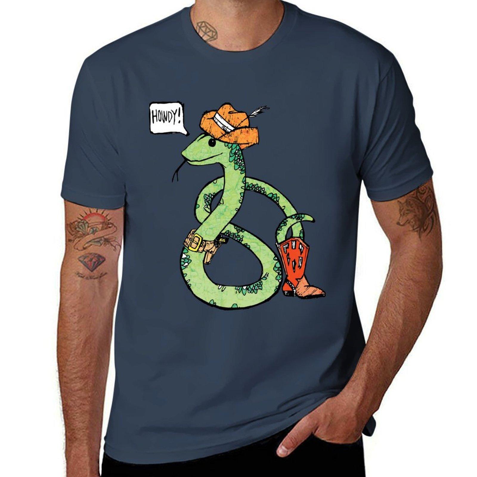 Snake Cowboy Tshirt Casual Fashion Print Tee Top S