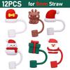 6-60pcs Christmas Silicone Straw Tips Drinking Dust Cap Splash Proof Plugs Cover Cup Accessories 8-10mm Straw Sealing Tools