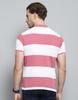 MONTE CARLO Mens Striped Pink Collar Neck Half Sleeve T-Shirt