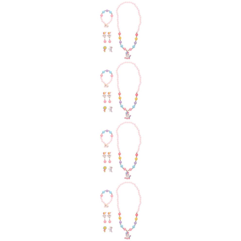 4 Sets Kids Jewellery Girl Pearl Jewelry Necklace For Children'S