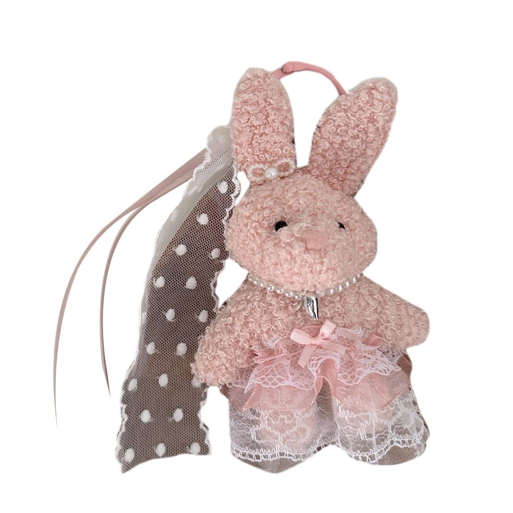 Elegant Plush Bear Keychain Charm Keyring Soft Furry Animal Pendant for Backpacks and Bags Fashion Accessory Decoration