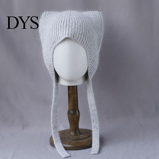 Warm Knitted Hat for Women Cat Ear Hat, Flap Cute Foldable Cold Weather Winter Brimless Skiing Hiking Outdoor Casual Wear Lightweight Breathable Knit
