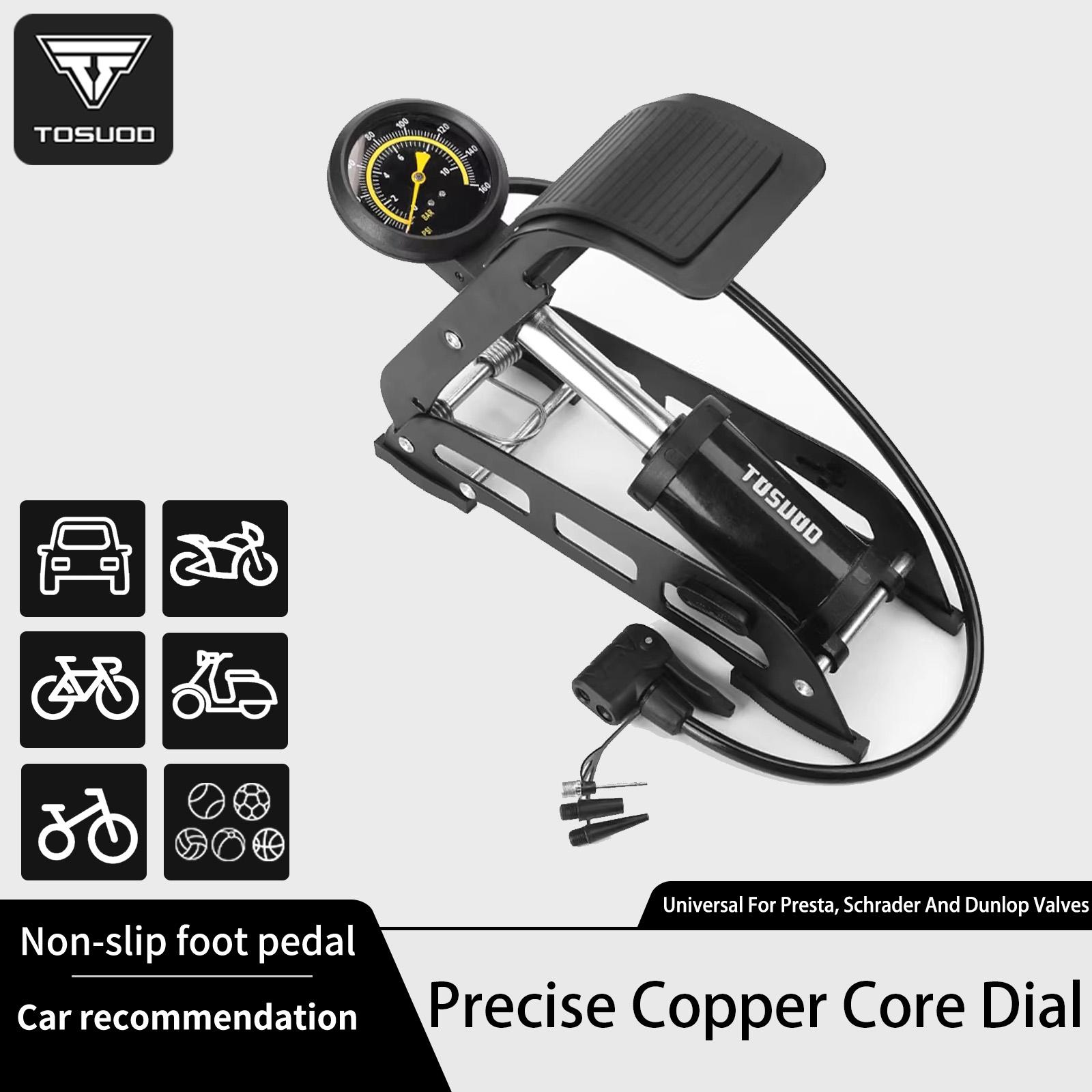 TOSUOD Foot Pump High Pressure Bicycle Pump Universal Foot Pedal Air Pump With Hose Quick Connect For All Vehicle Tires чёрный