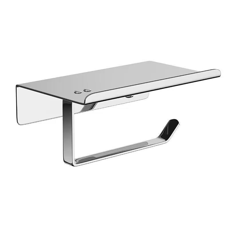 Punch-Free Wall-Mounted Stainless Steel Toilet Paper Holder for Hotels