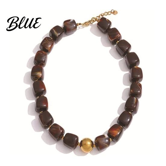 Non-fading Necklace Colorful Beaded Choker Resin Beads Boho Chunky Fashionable