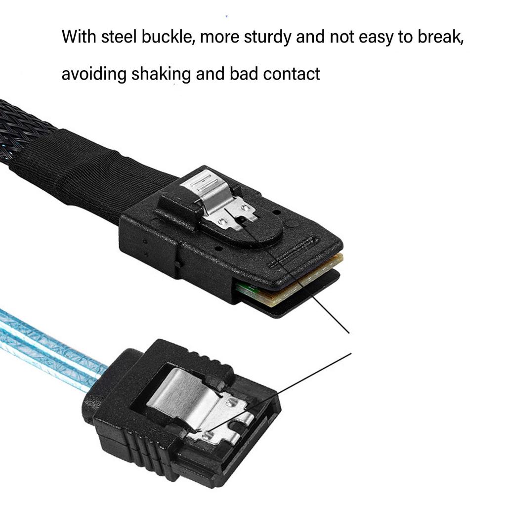 Mini SAS na 4 SATA kabel 7pin 12Gbps pocínovaná měď pozlacený kontakt SFF 8087 na 4SATA kabel