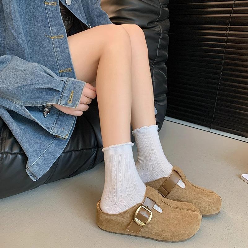 Inner Height Increase 5CM2025 Spring and Autumn New One-pedal Women's Muffin Thick Bottom Height Increase Bag Head Drag Outer Wear Boken Slippers