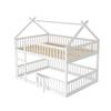 Children's Bunk Bed 140*200, Children's Family Bed, Bunk Bed with Staircase, Loft Design, Solid Wood Bunk Bed Frame, White