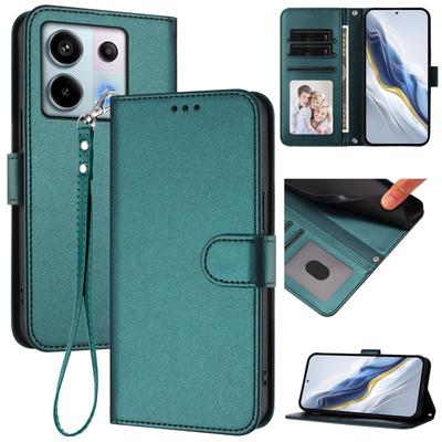 For Xiaomi Poco X6 5G/Xiaomi Redmi Note 13 Pro 5G Leather Case Wallet Stand Phone Cover with Wrist Strap