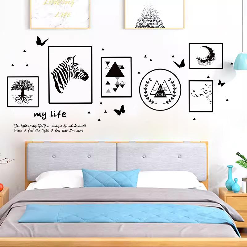 Wall Stickers, Lines, Zebra Photo Frames, Nordic Decorations, Paintings, Literary and Fresh Bedroom Wall Decoration Stickers Dormitory Renovation