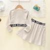 Korean Style 2-Piece Set: Round Neck Lettered Top & Pleated Skirt for Girls