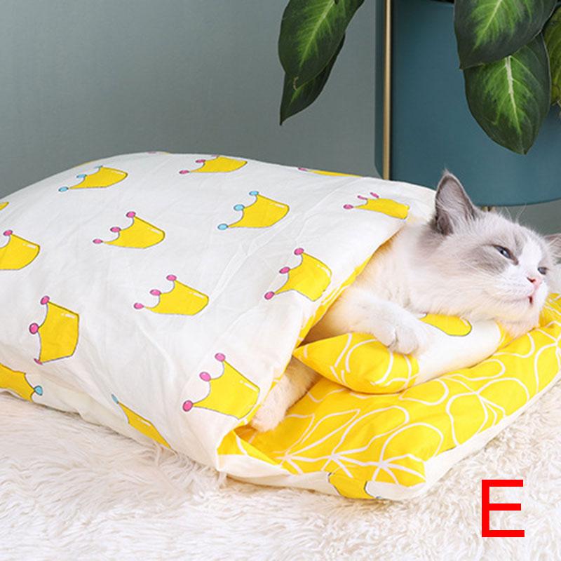 Warm Cat Sleeping Bag Removable Cat Bed Winter Warm Cat House Small Pet Bed xqmg S