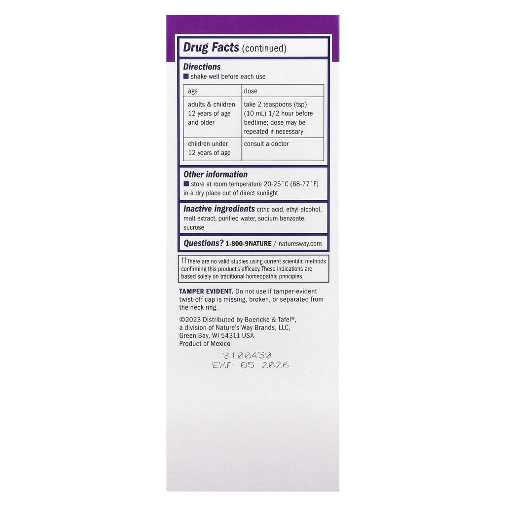 Boericke & Tafel Cough & Bronchial Syrup, Nighttime, 240Ml(8Fl Oz)