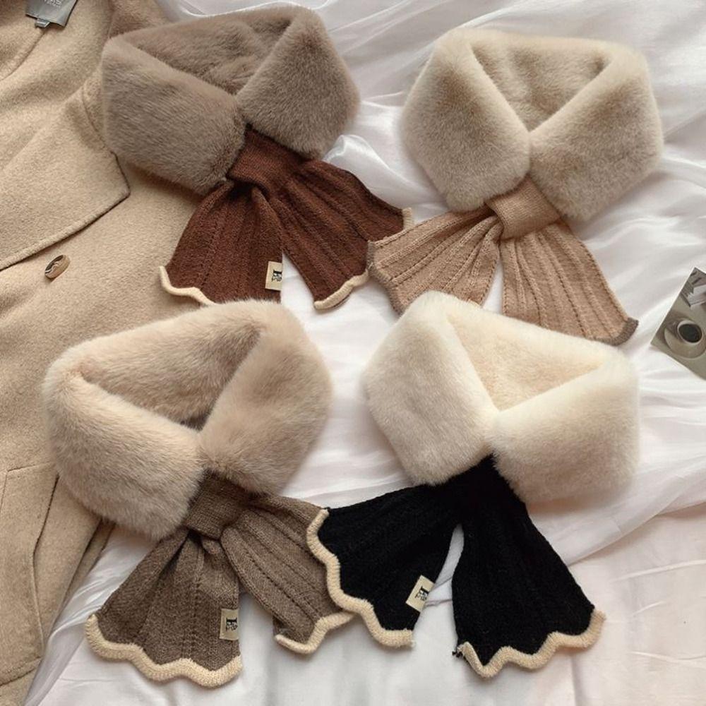 Knitted Scarf Plush Scarf Cashmere Shawl Warm Knitted Scarf Thicken Winter Cashmere Scarves  Women