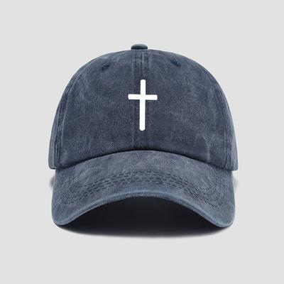 Casquette de baseball avec imprimé croix pour hommes et femmes, polyvalente pour un usage décontracté, protection solaire et protection solaire, casquette à visière courbée