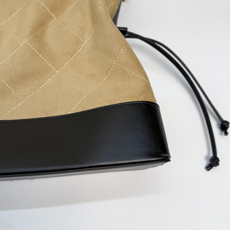 Lingge Chain Bag Vintage Bucket Bag Women's Stitching Shoulder Bag Commuter Crossbody Bag