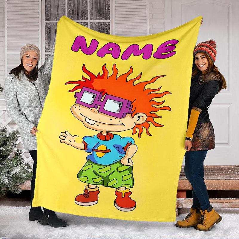 Personalized Custom Name Blanket - Rugrats Print Design,Blanket for Sofa,Bed,Travel,Camping - Soft and Warm, Great Gift
