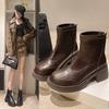 Autumn and winter new platform Martin boots women's 2025 Korean version Korean version medium heel thick heel short boots medium tube boots knight boo