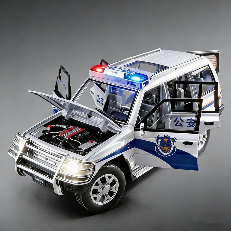 Linyi Toy Car Light 1:18 Mitsubishis Pajero Suv Alloy Car Model Diecast Metal Police Off-Road Vehicle Model Sound Simulation Kids Toy Gift