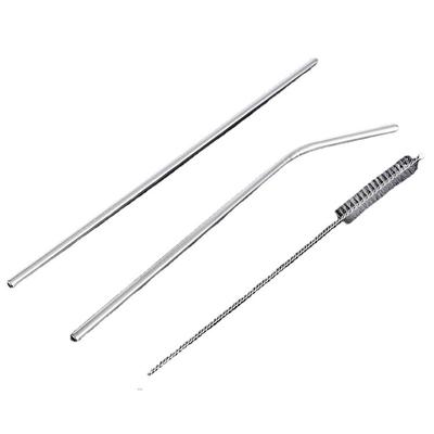 Straw Brush Set Stainless Steel Straw Reusable Drinking Bottle Straight Bend Straw Soft Tube Brush Cleaner