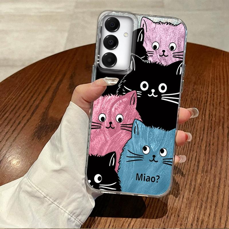 Cute Cat Case For Samsung A56 A16 A17 S25 FE Xiaomi Redmi Note 14 13 Pro 14C A5 Huawei Honor 400 200 Lite Pro iPhone 16 Pro Max Shockproof Cover