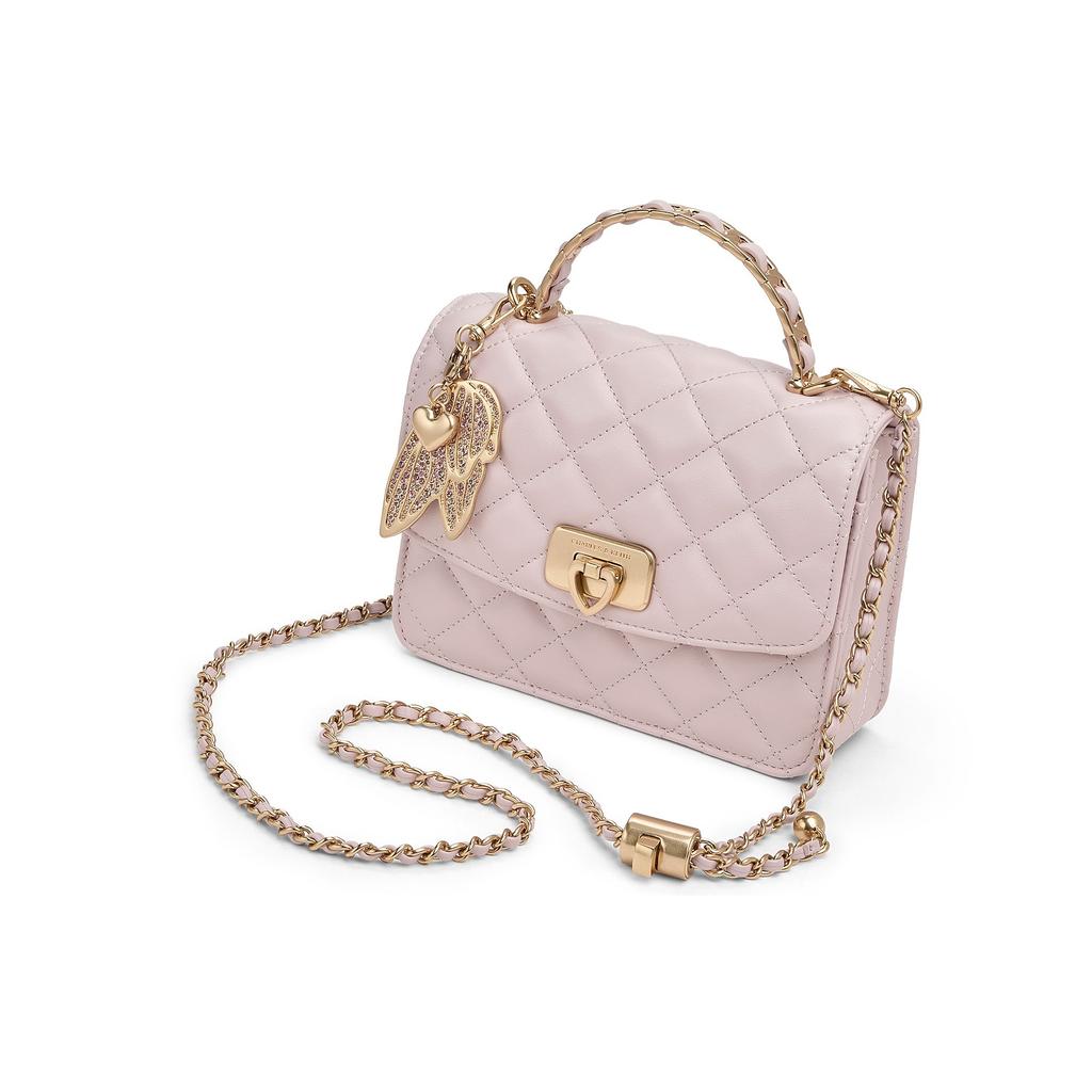 Charles & Keith Gift Box Style With Wing Chain Bag Quilted Small Square Bag Women Handbags Cotton-Candy-Pink CK17-50701608-A