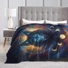 Cool Wolf Galaxy Moon Print Blanket Soft Warm Full Fleece Throw Blanket Flannel Fuzzy Travel Blankets Throws for Bed Sofa Picnic