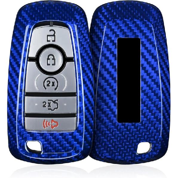 T-Carbon Fits Ford F150 Raptor Key Fob Cover With Keychain;Key Fob Case Compatible With Ford Bronco Raptor 2025;Glass Fiber Key Shell Protector Fits
