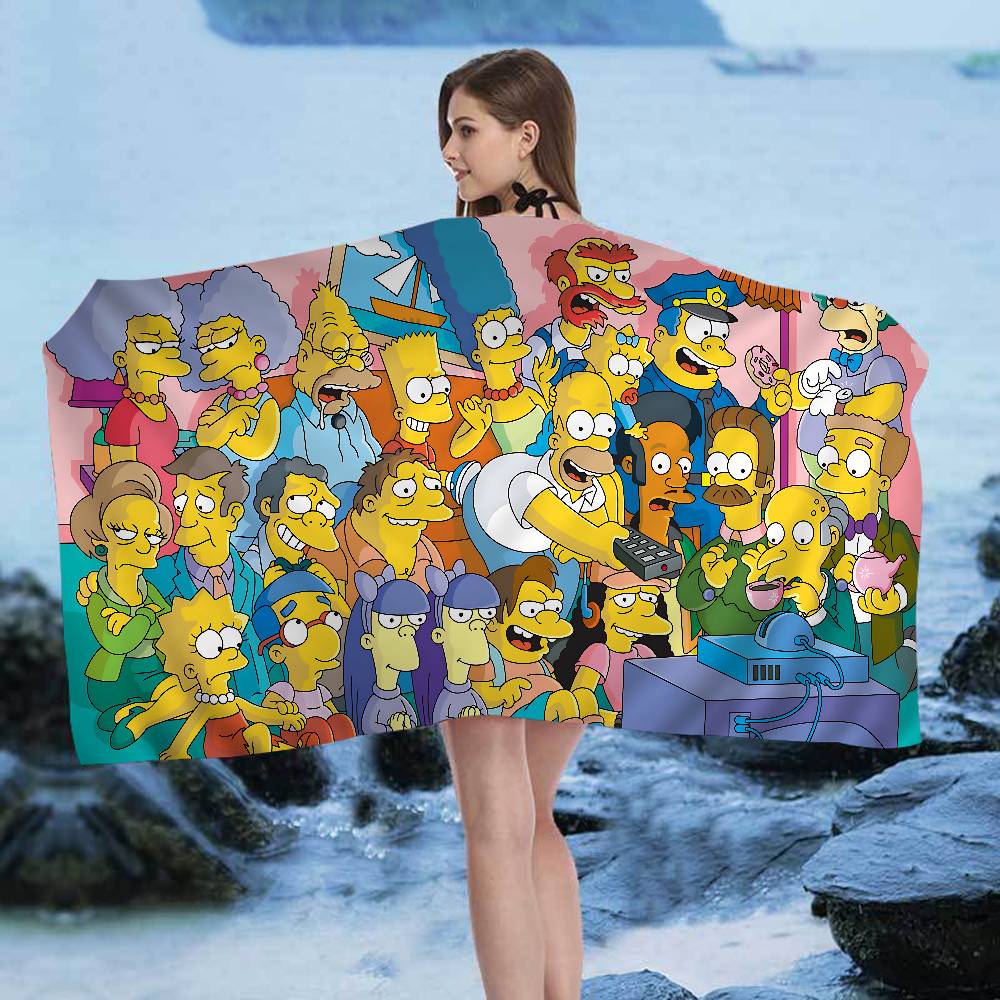 Cartoon The S-Simpsons Bath Towel Microfiber Soft Water Absorbing Breathable For Girl Kids Decorative Cartoon Beach Towel