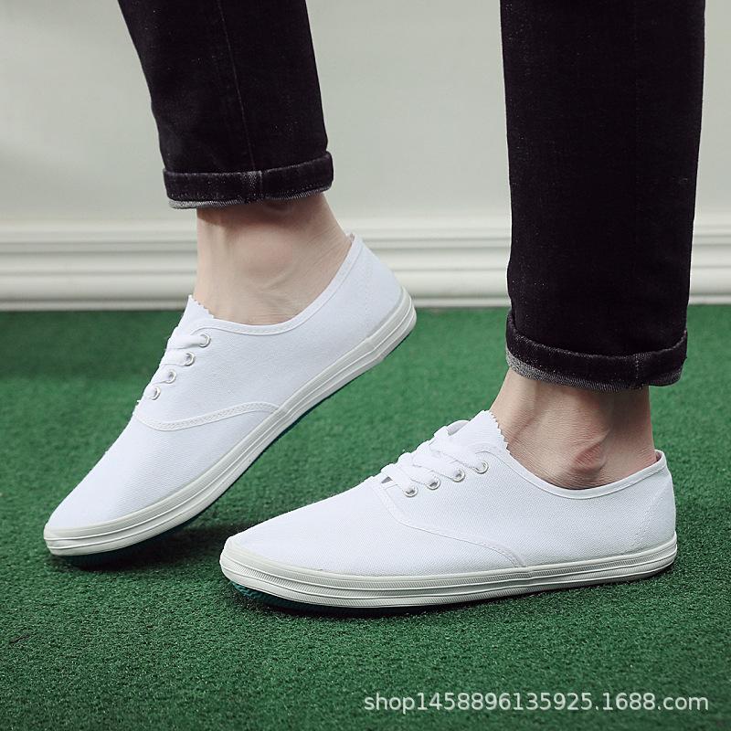 New Unisex Single Shoes Casual Lazy Elastic Canvas White Labor Insurance Shoes