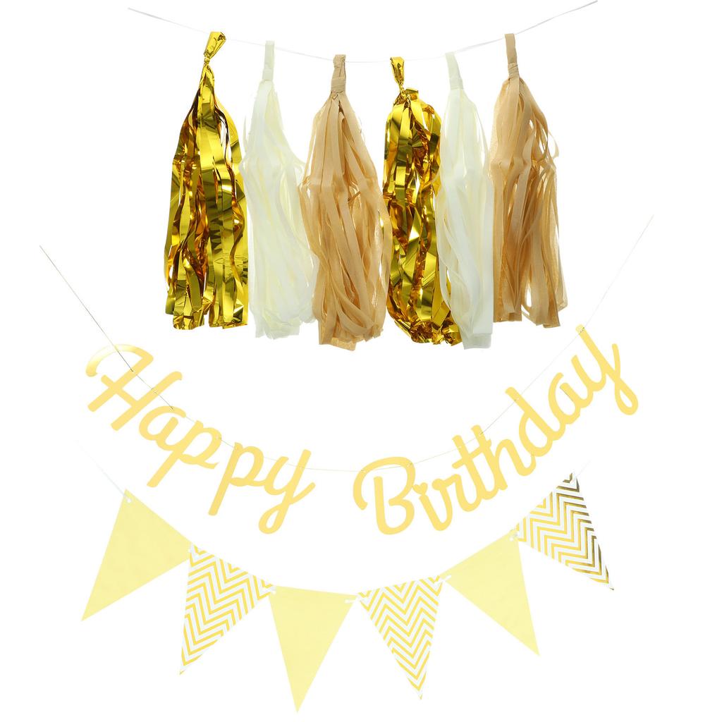 1Set Premium Paper Plastic Happy Birthday Banner Hanging Party Decoration for Photo Backdrop Room Decor Birthday Party Supplies