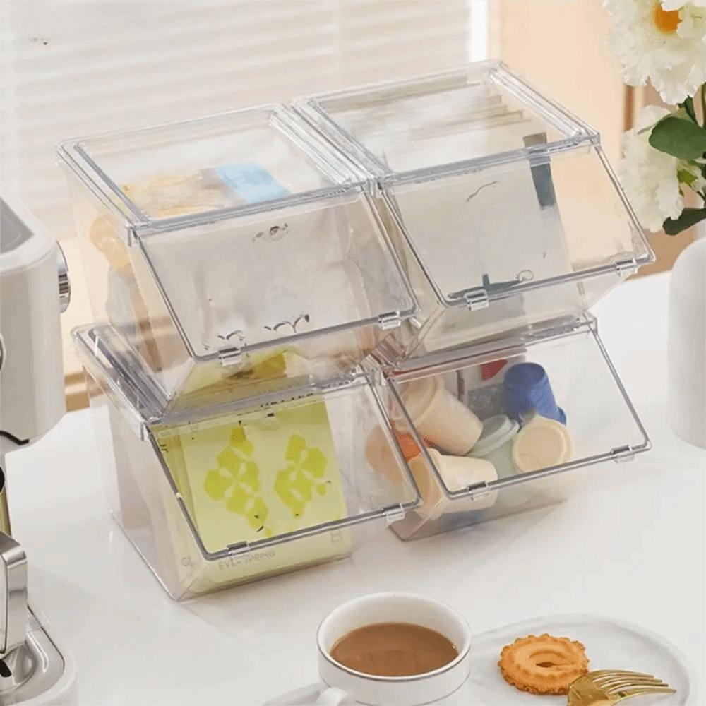 Stackable Tea Bag Storage Box Acrylic Tea Bag Holder Household Tea Bag Organizer Capsule Coffee