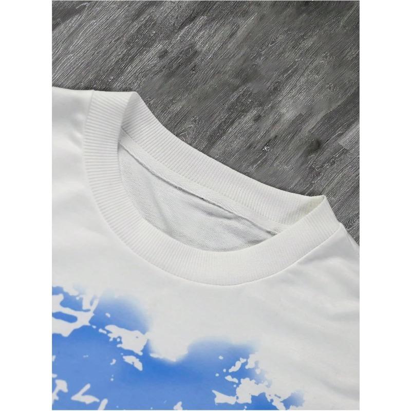 Verdusa Herren Langarm T-Shirts mit Buchstaben-Grafik Streetwear Rundhalsausschnitt Drop Shoulder