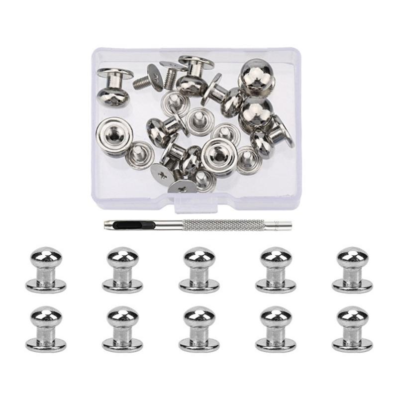 Round Head Button Studs , 4MM 7MM 8MM Metal Screws Spikes and Studs, Leather Rivets Screws Button Rivets for Leather
