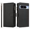 For Google Pixel 8 Pro Leather Case 9 Card Slots Zipper Wallet Stand Phone Cover with Wrist Strap