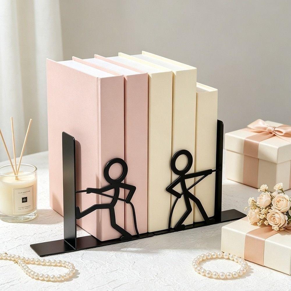 1Pair Stick Figure Book Holder Human Shape Book Stopper  School Office Supplies