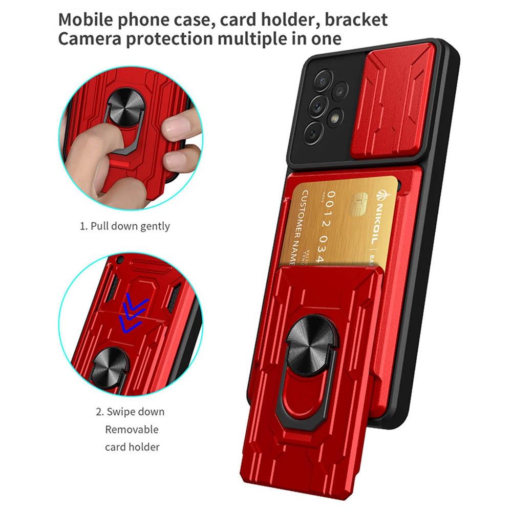 

Slide Camera Protection Phone Case for Samsung Galaxy A13 4G,Ring Kickstand PC+TPU Hybrid Cover Titanium Grey